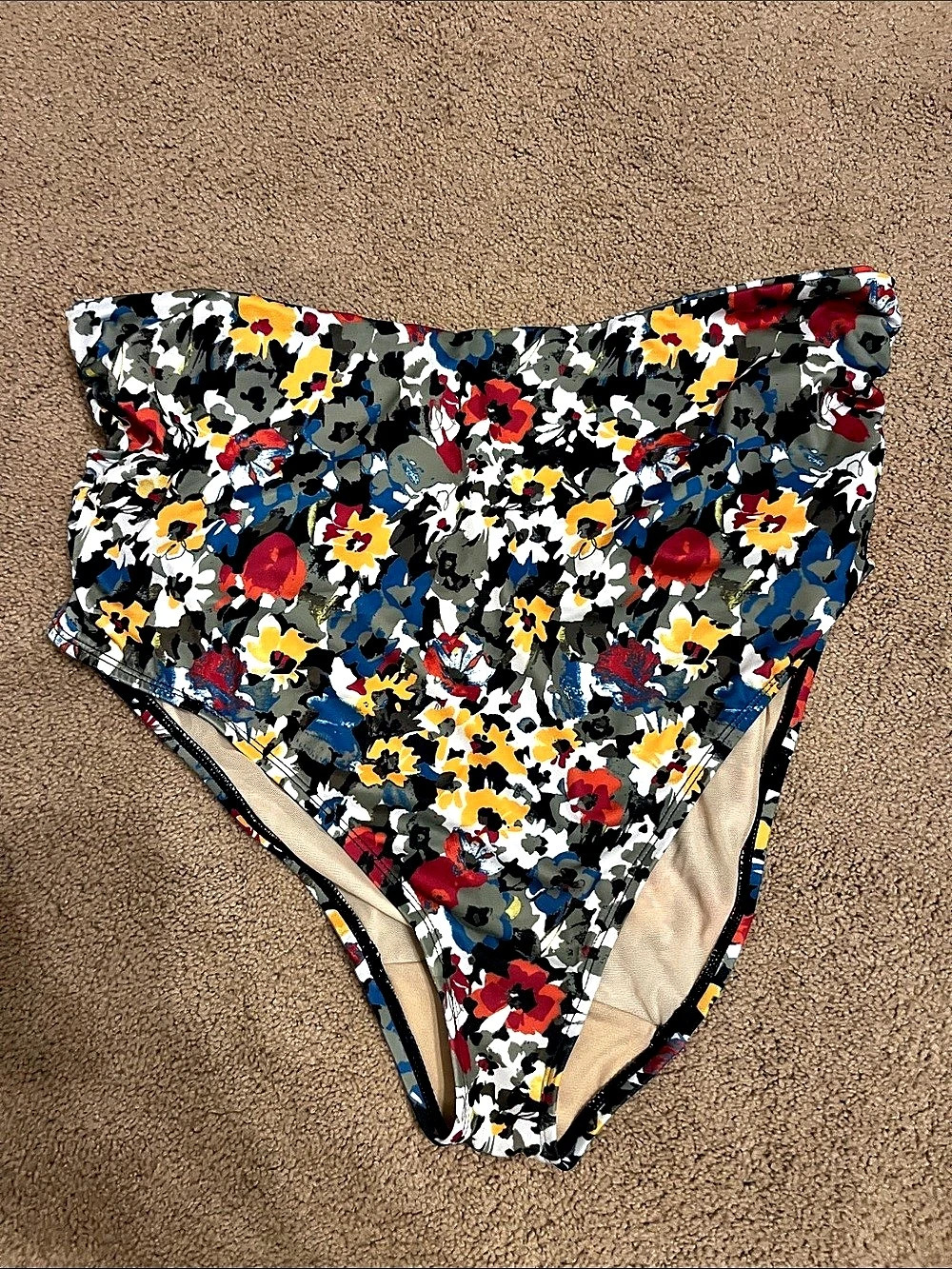 Swim by Cacique High-Waist Swim Brief Floral Bikini Bottom Medium